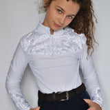 Children's Equestrian Show Shirt White BLACKBERRY KIDS Design By Dalia - Equiluxe Tack - Equiluxe Tack