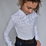 Children's Equestrian Show Shirt White BLACKBERRY KIDS Design By Dalia - Equiluxe Tack - Equiluxe Tack