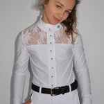 Children's Equestrian Show Shirt White WISTERIA Design By Dalia - Equiluxe Tack - Equiluxe Tack