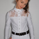 Children's Equestrian Show Shirt White WISTERIA Design By Dalia - Equiluxe Tack - Equiluxe Tack