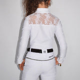 Children's Equestrian Show Shirt White WISTERIA Design By Dalia - Equiluxe Tack - Equiluxe Tack