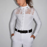 Children's Equestrian Show Shirt White WISTERIA Design By Dalia - Equiluxe Tack - Equiluxe Tack