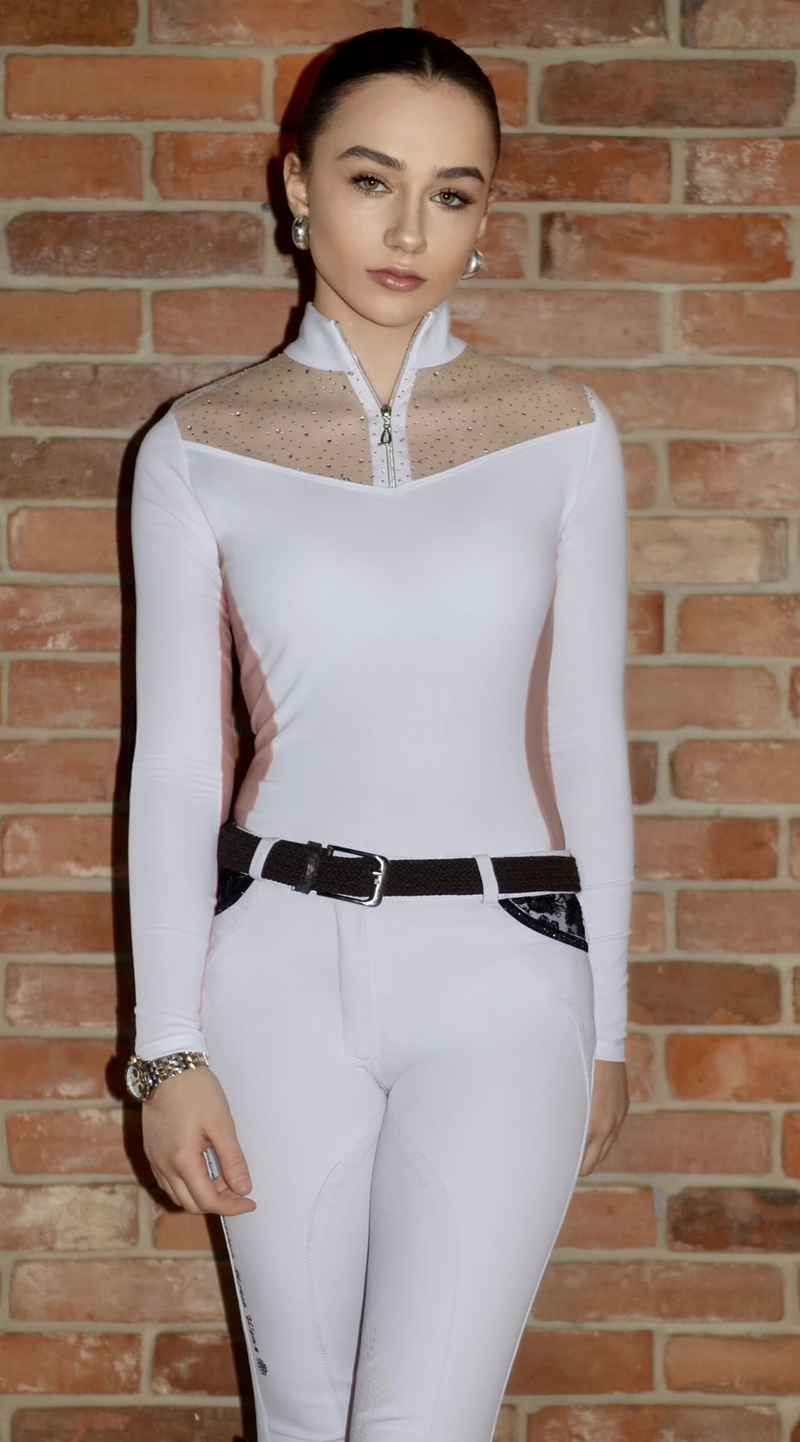 Dalia Design 'AURORA' Show Shirt - White & Pink - Dalia Design - Equiluxe Tack