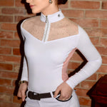 Dalia Design 'AURORA' Show Shirt - White & Pink - Dalia Design - Equiluxe Tack
