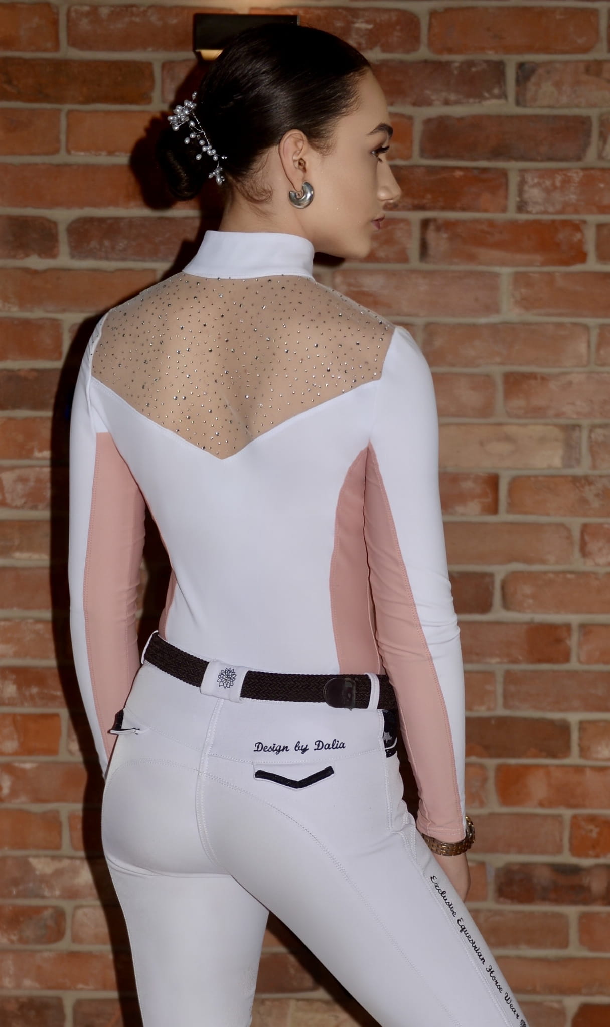 Dalia Design 'AURORA' Show Shirt - White & Pink - Dalia Design - Equiluxe Tack