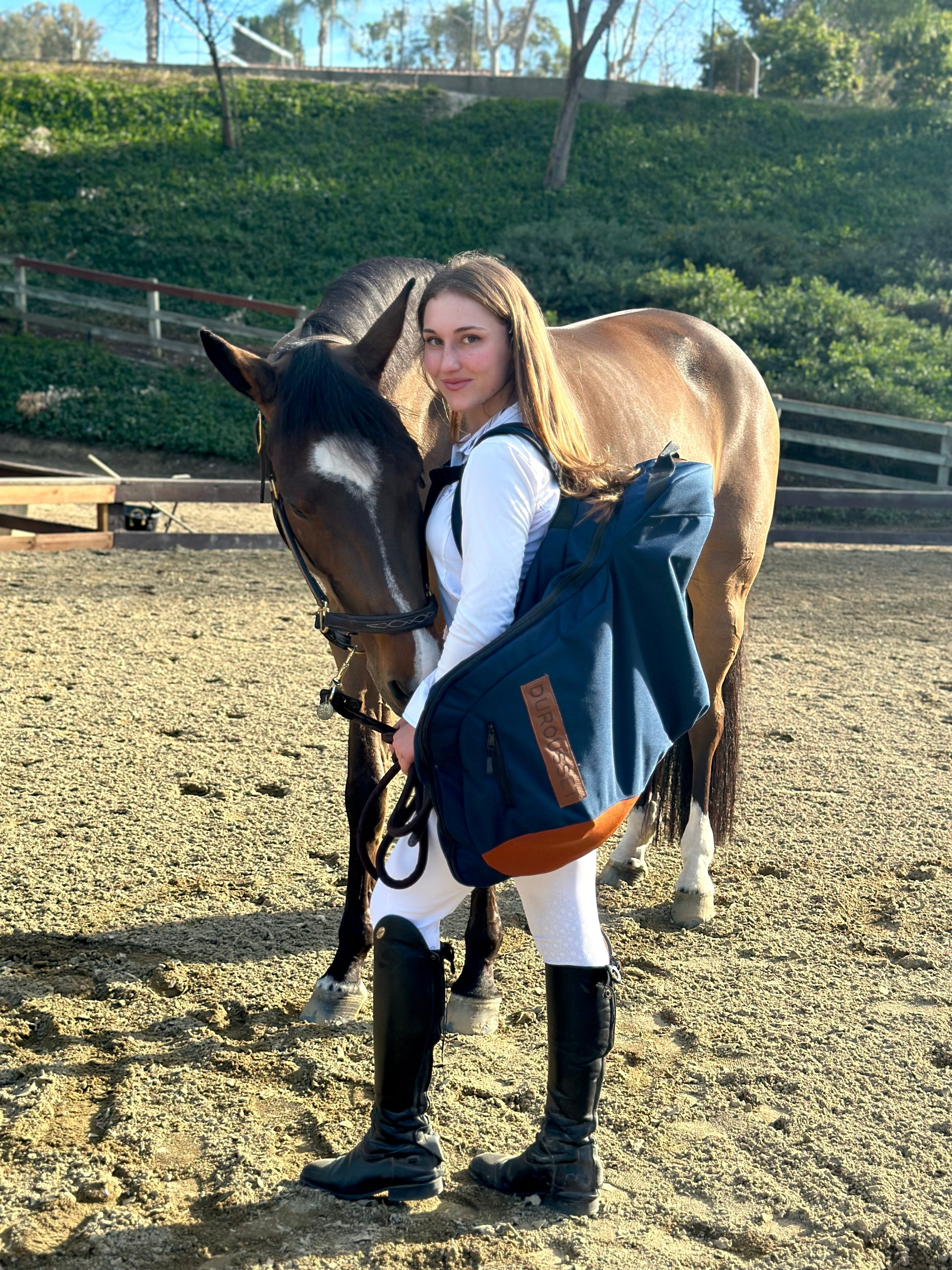 Durousset Le Galop Saddle Backpack - Navy Blue - Durousset - Equiluxe Tack