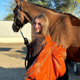 Durousset L'étalon Leather Saddle Backpack - Orange - Durousset - Equiluxe Tack
