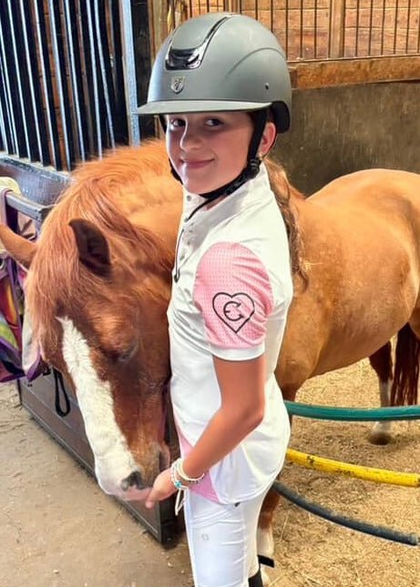 EQUESTRIANCLUB LIL’LENNA Short Sleeve - White/Pink - Equestrian Club - Equiluxe Tack