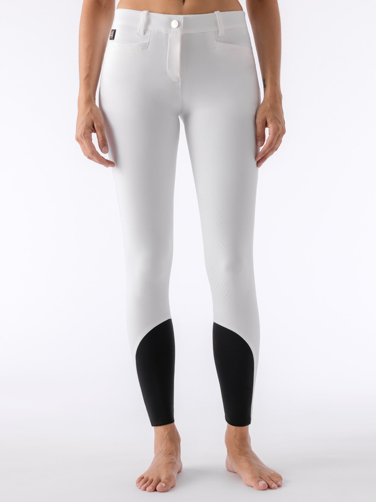 Equiline Ash "Black Triangle" Women's Riding Breeches - White - Equiline - Equiluxe Tack