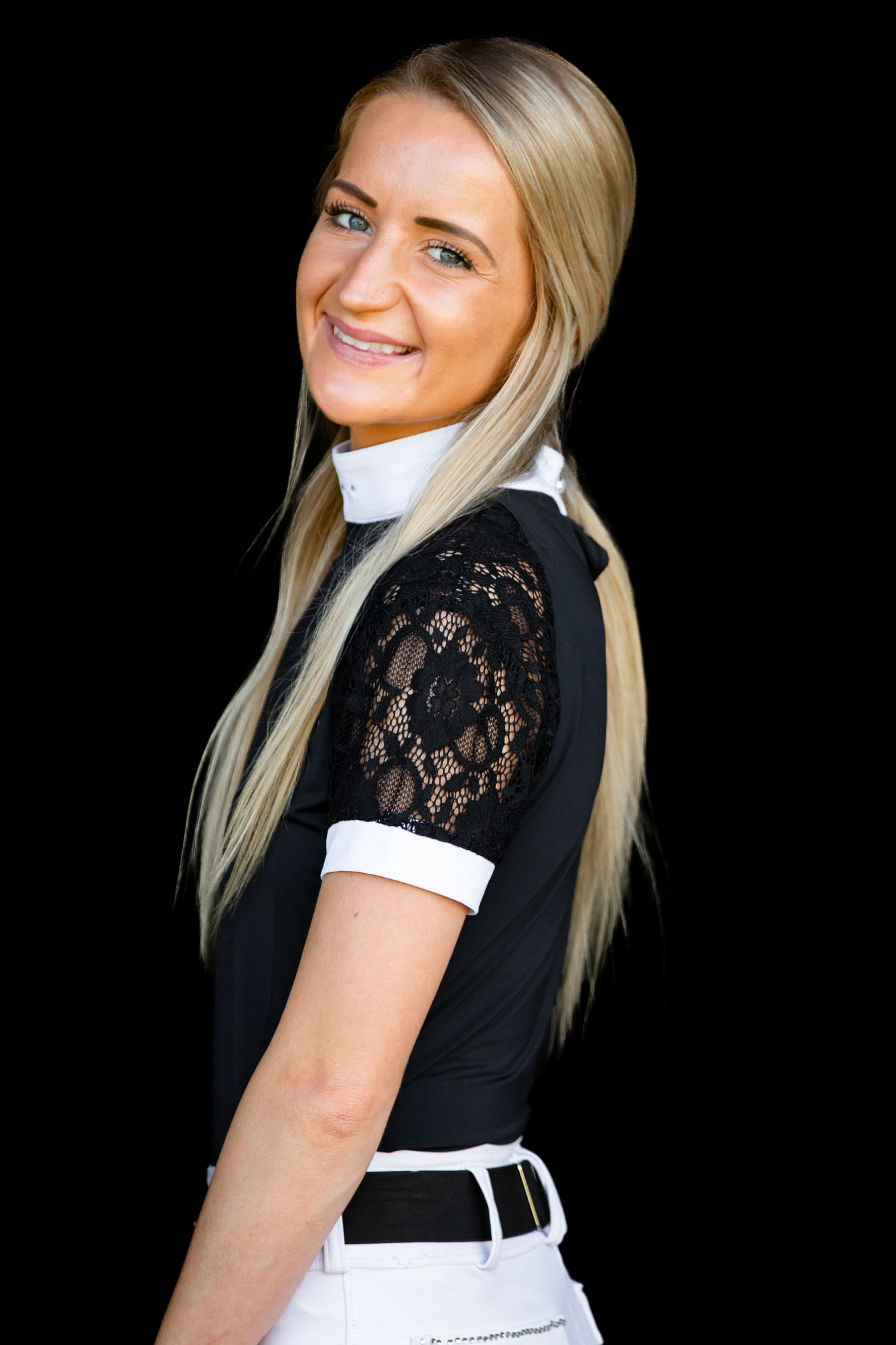 Equishow Short Sleeve Lace shirt - Black - EquiShow - Equiluxe Tack