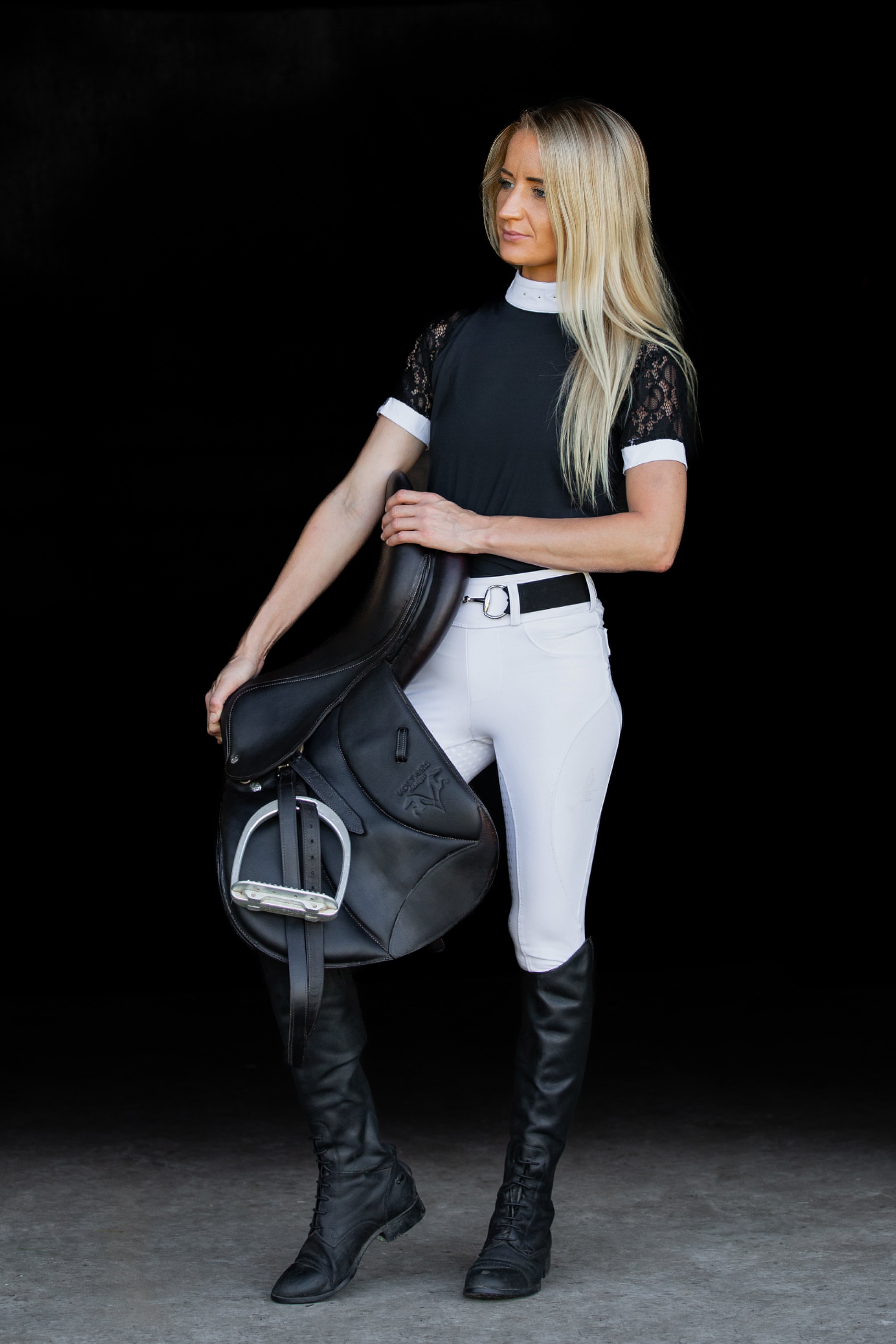 Equishow Short Sleeve Lace shirt - Black - EquiShow - Equiluxe Tack