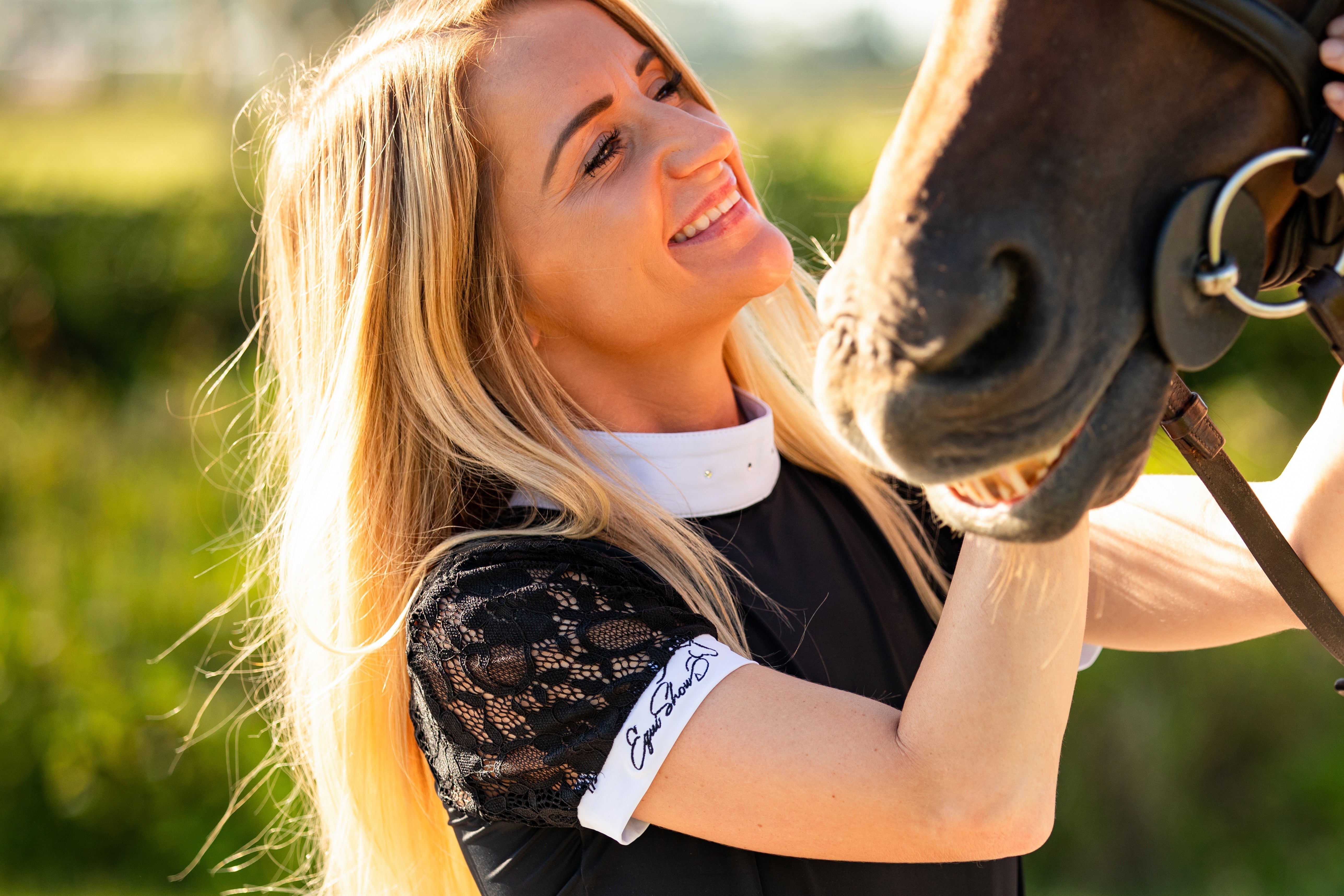 Equishow Short Sleeve Lace shirt - Black - EquiShow - Equiluxe Tack