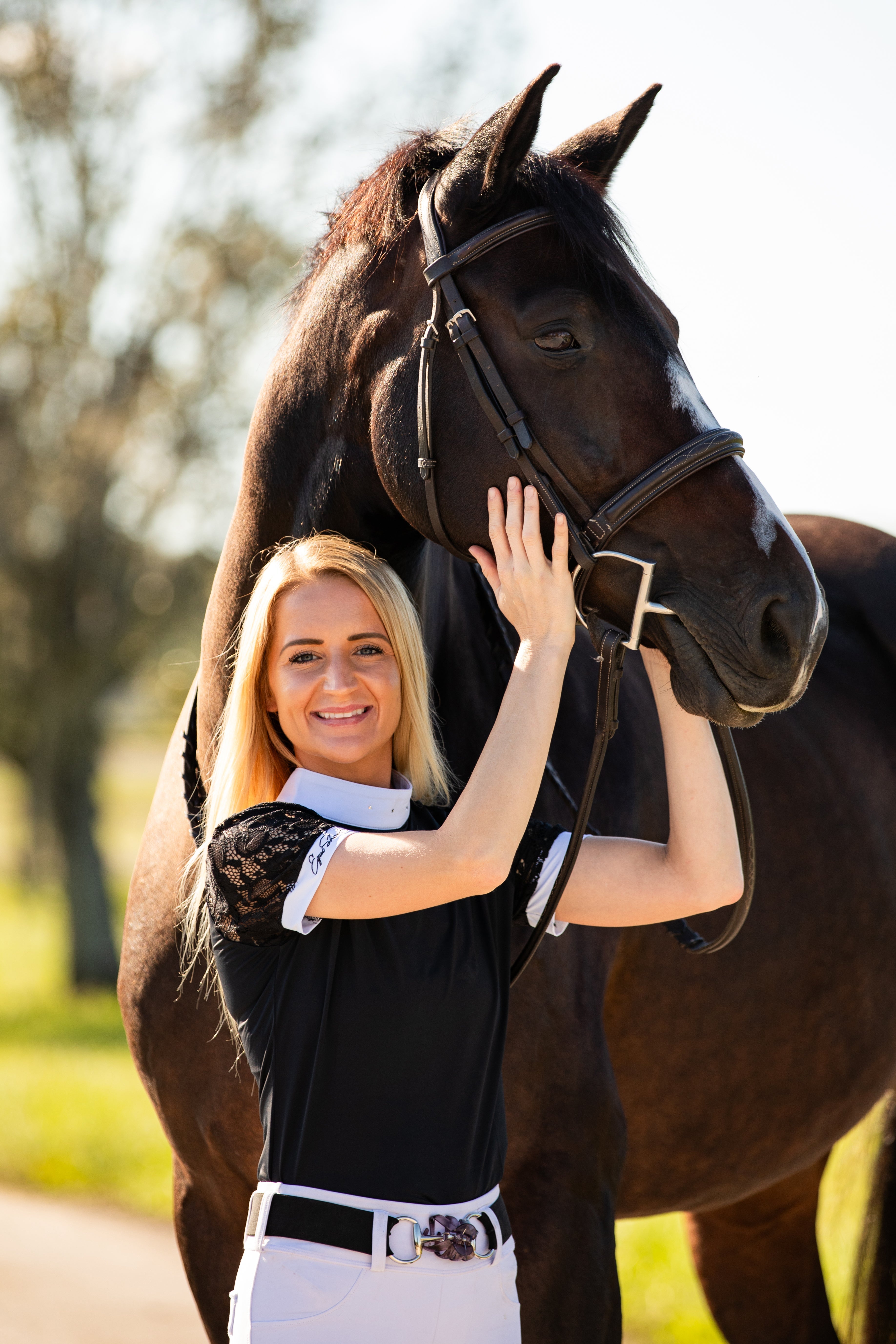 Equishow Short Sleeve Lace shirt - Black - EquiShow - Equiluxe Tack