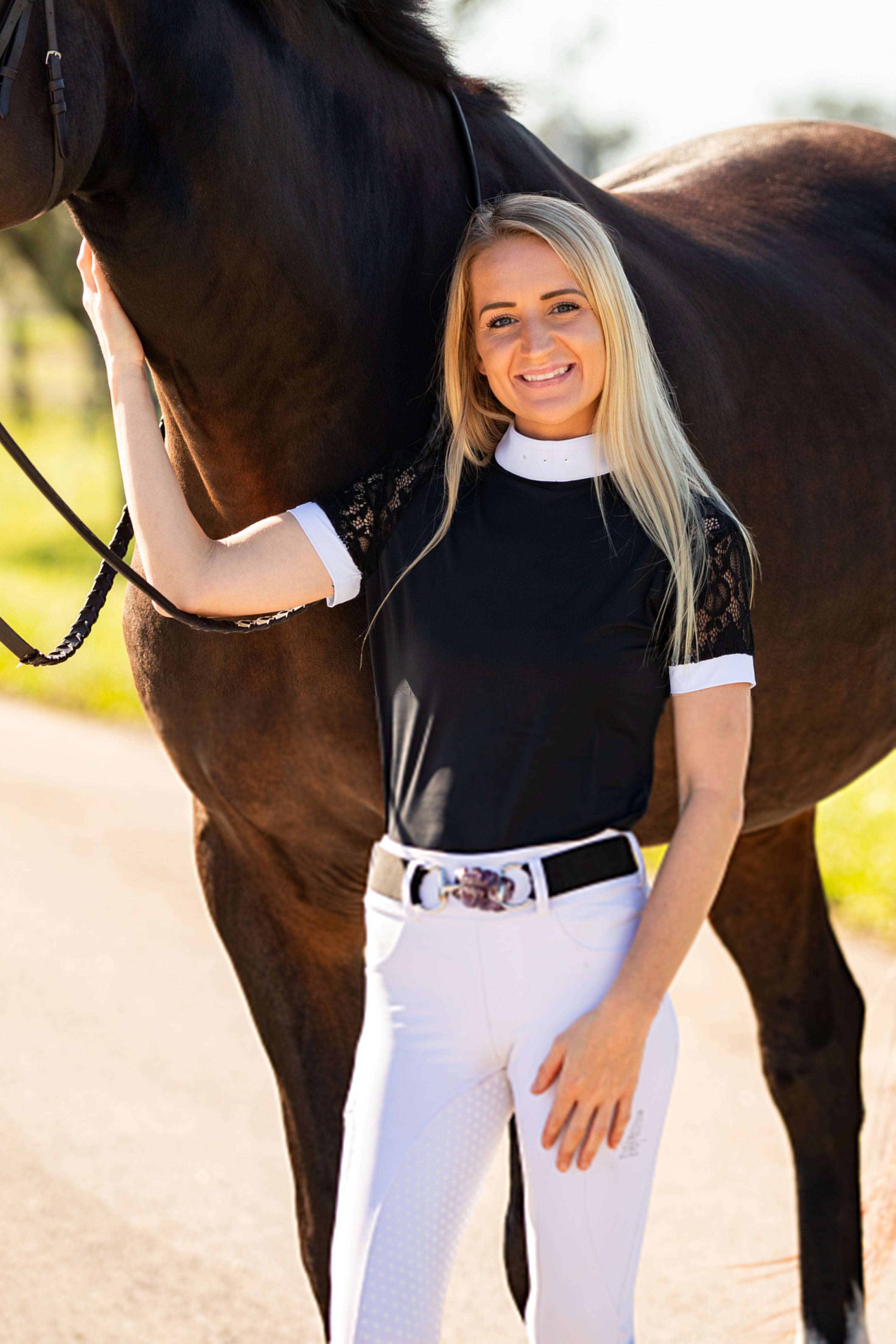 Equishow Short Sleeve Lace shirt - Black - EquiShow - Equiluxe Tack