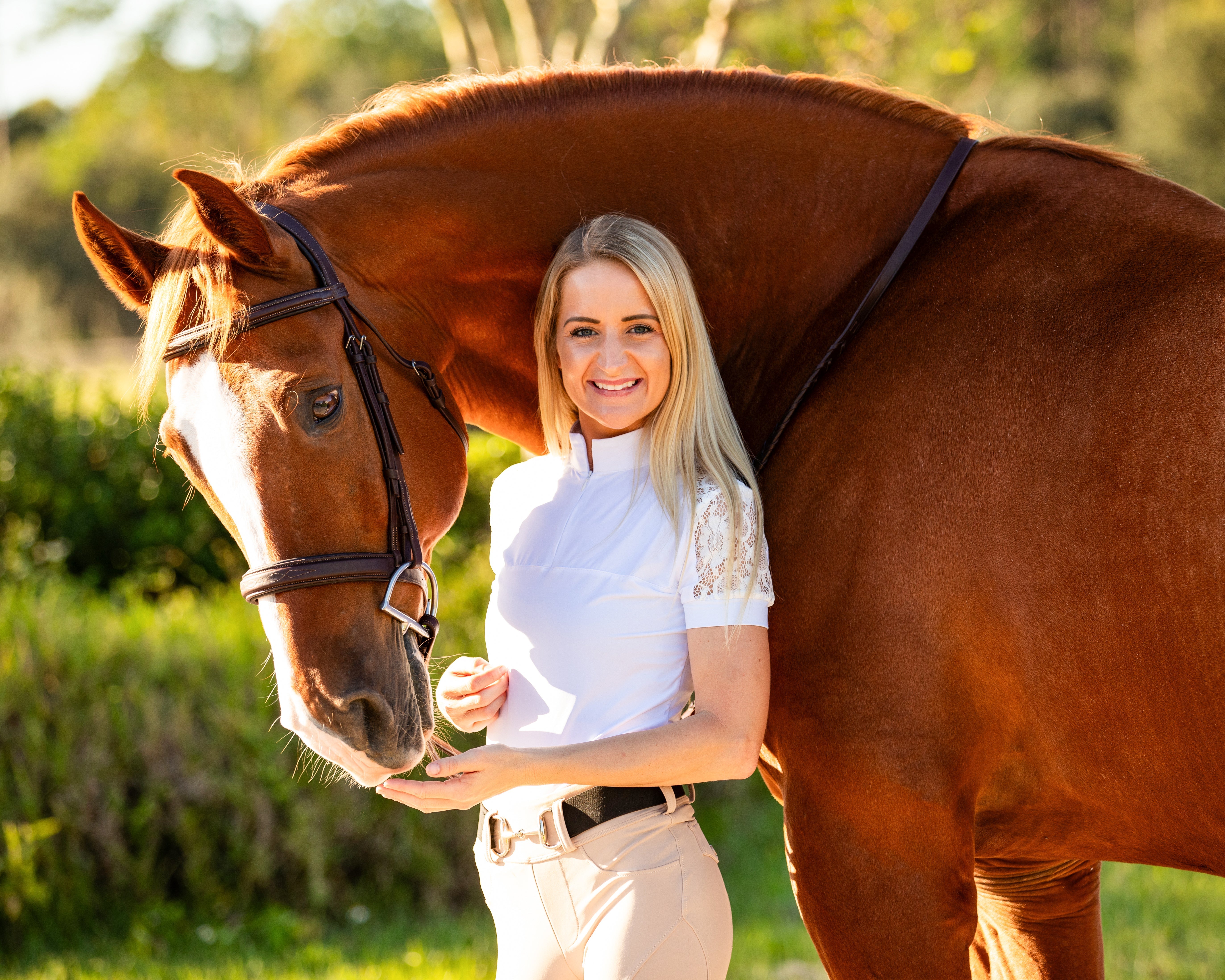 Equishow Short Sleeve Lace Shirt - White - EquiShow - Equiluxe Tack