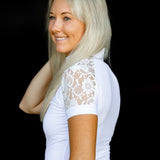 Equishow Short Sleeve Lace Shirt - White - EquiShow - Equiluxe Tack