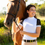 Equishow Short Sleeve Lace Shirt - White/Black - EquiShow - Equiluxe Tack