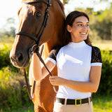 Equishow Short Sleeve Lace Shirt - White/Black - EquiShow - Equiluxe Tack