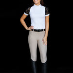 Equishow Short Sleeve Lace Shirt - White/Black - EquiShow - Equiluxe Tack