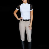 Equishow Short Sleeve Lace Shirt - White/Black - EquiShow - Equiluxe Tack