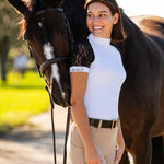 Equishow Short Sleeve Lace Shirt - White/Black - EquiShow - Equiluxe Tack