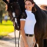 Equishow Short Sleeve Lace Shirt - White/Black - EquiShow - Equiluxe Tack