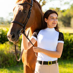 Equishow Short Sleeve Lace Shirt - White/Black - EquiShow - Equiluxe Tack