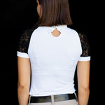 Equishow Short Sleeve Lace Shirt - White/Black - EquiShow - Equiluxe Tack