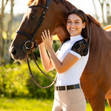 Equishow Short Sleeve Lace Shirt - White/Black - EquiShow - Equiluxe Tack