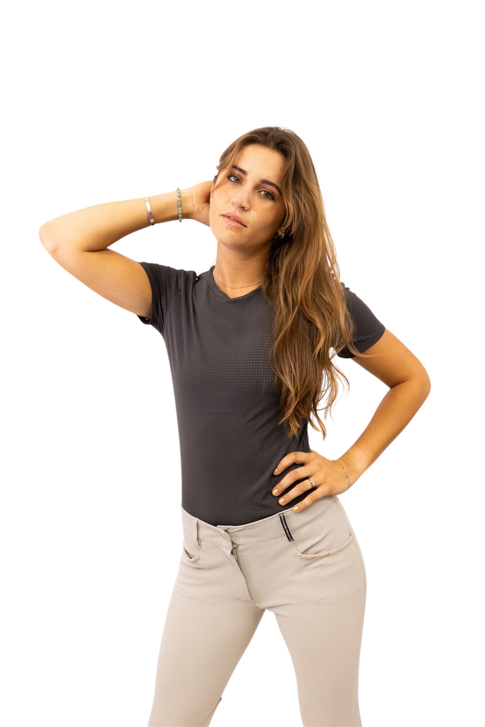Equisite 'Hallie' Perforated Short Sleeve Shirt - Equisite - Equiluxe Tack