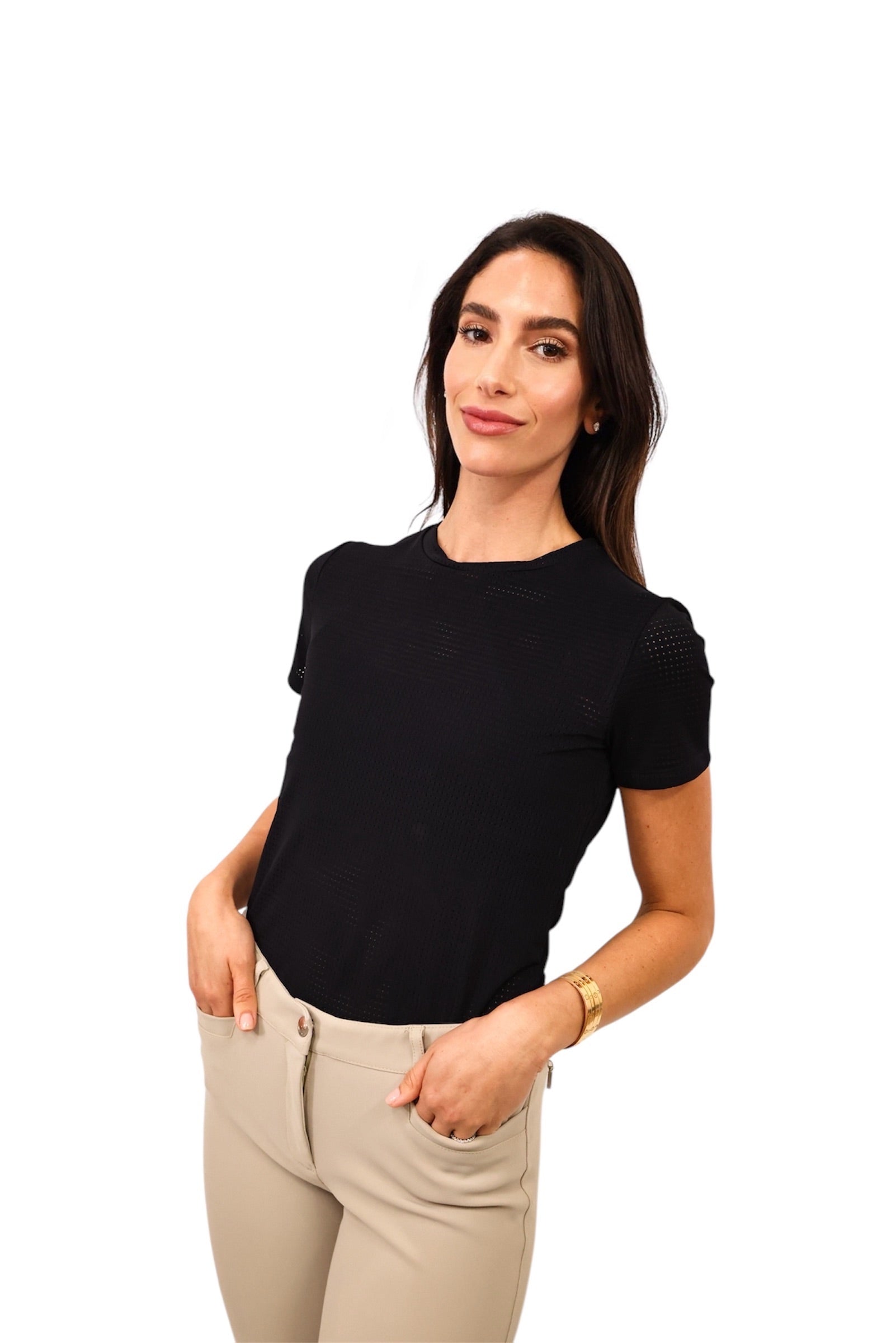 Equisite 'Hallie' Perforated Short Sleeve Shirt - Equisite - Equiluxe Tack