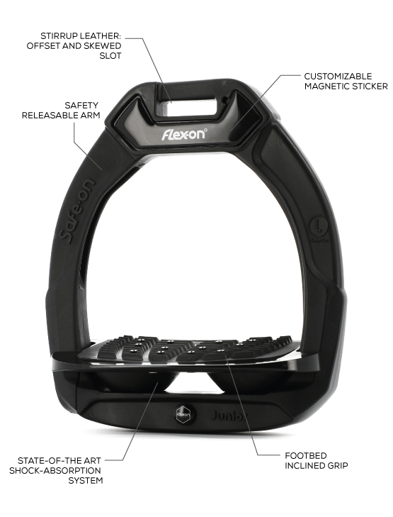 Flex - On Safe - On JUNIOR Stirrups Inclined w/ Ultra Grip - Multiple Colors - Flex - On - Equiluxe Tack