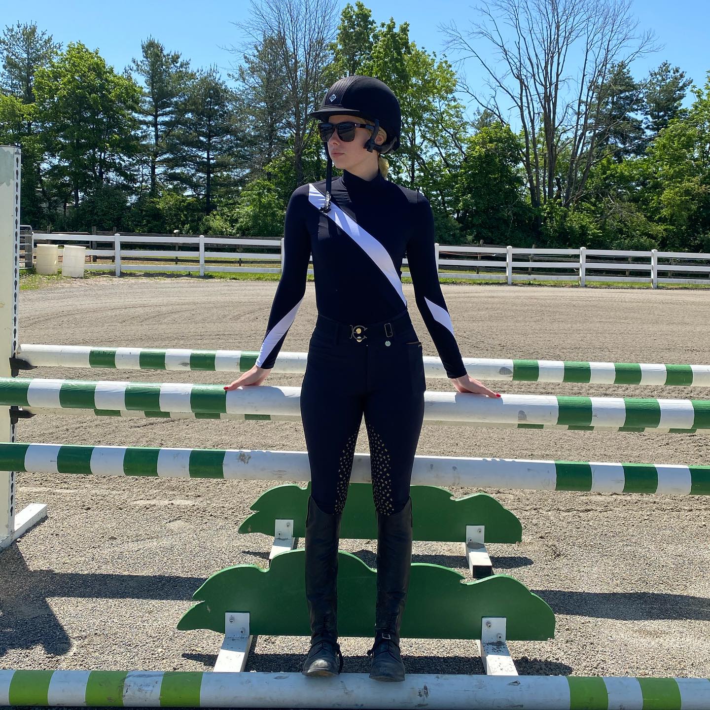 GRACE Turtleneq Long Sleeve Sunshirt - Black & White - Equestrian Club - Equiluxe Tack