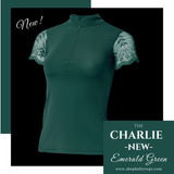 Halter Ego Charlie Short Sleeve Lace Riding Shirt - Emerald Green - Halter Ego® - Equiluxe Tack