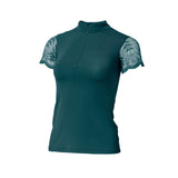Halter Ego Charlie Short Sleeve Lace Riding Shirt - Emerald Green - Halter Ego® - Equiluxe Tack