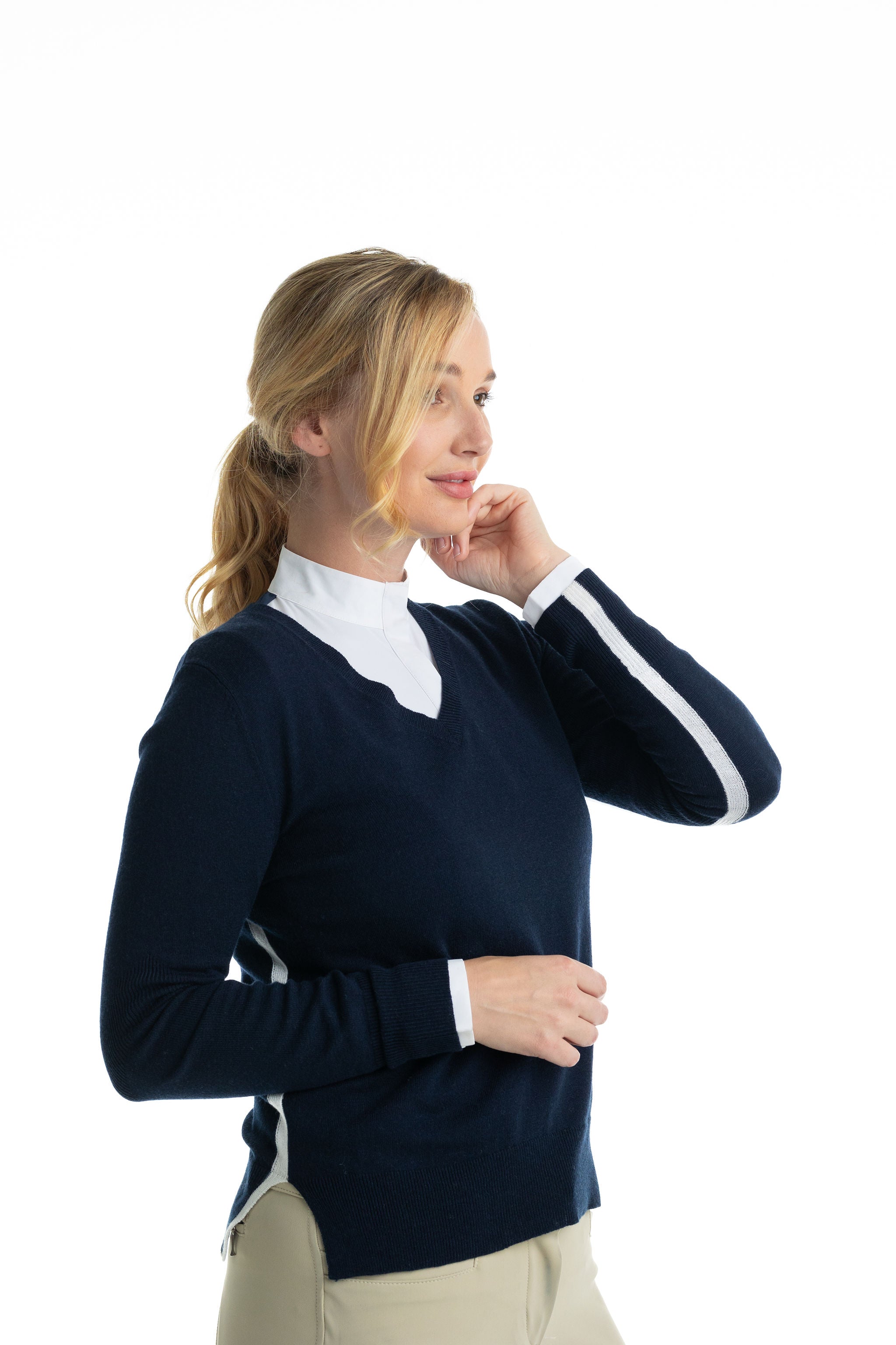 Hannah Childs Angelina Stripe V Neck Sweater - Hannah Childs Lifestyle - Equiluxe Tack