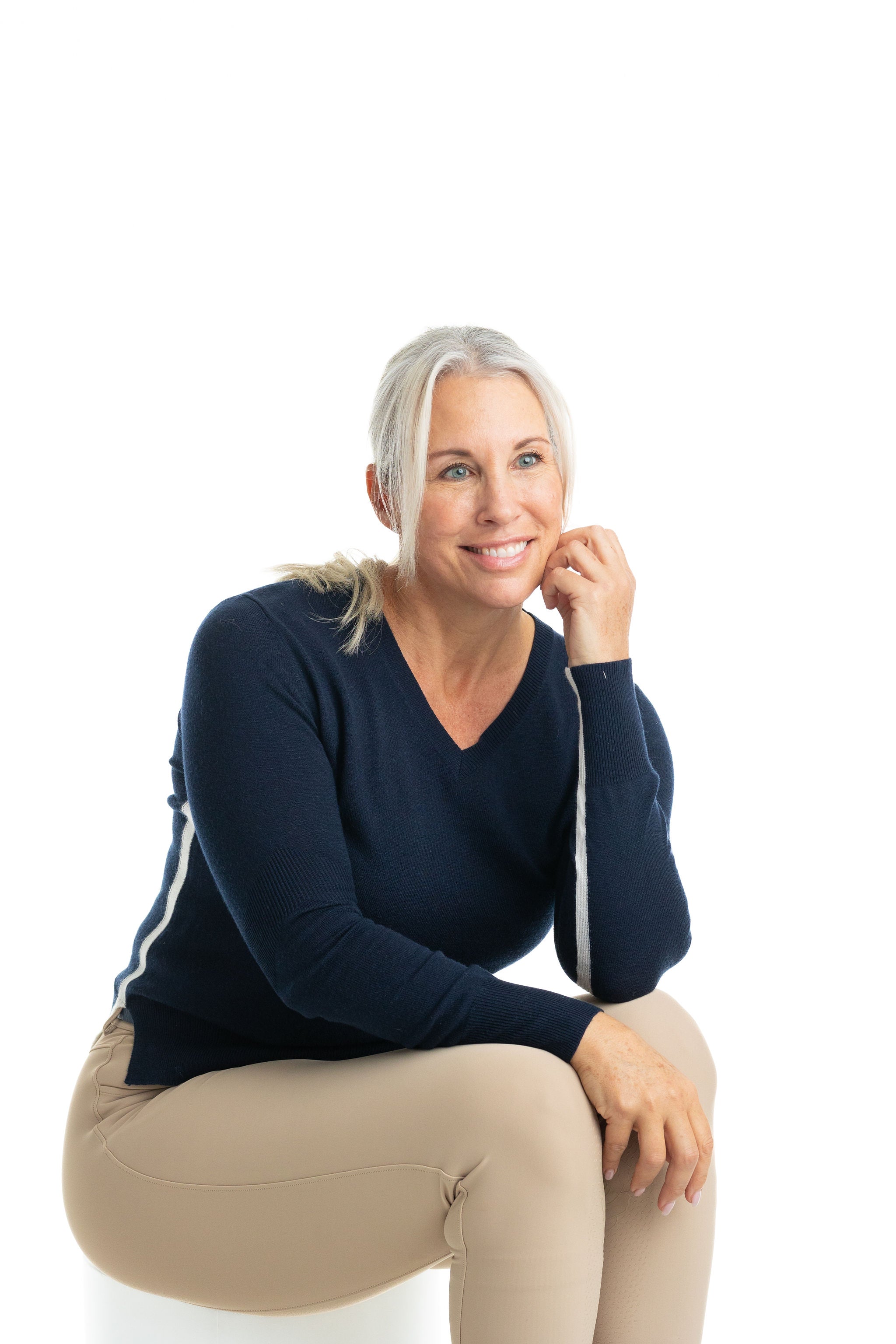 Hannah Childs Angelina Stripe V Neck Sweater - Hannah Childs Lifestyle - Equiluxe Tack