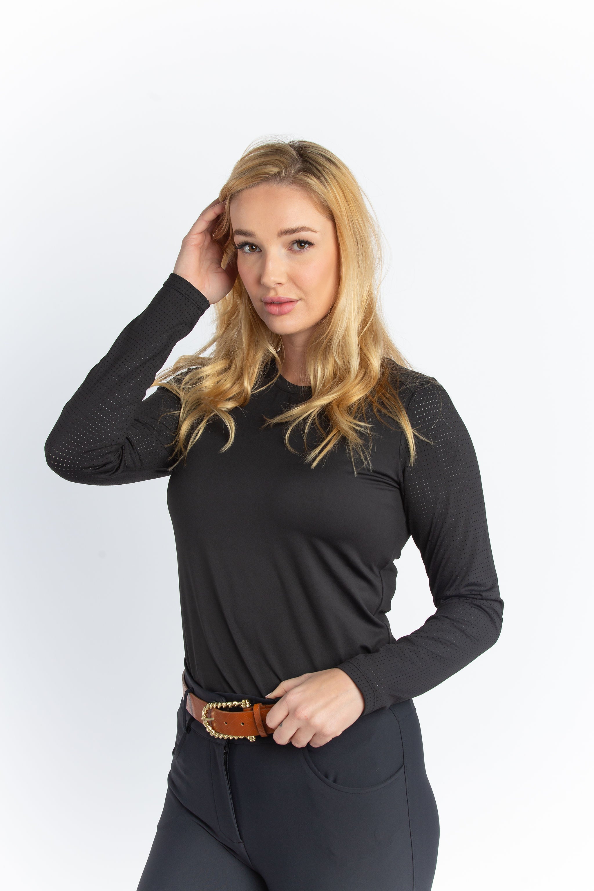 Hannah Childs Harper Perforated Long Sleeve Tech Tee - Hannah Childs Lifestyle - Equiluxe Tack