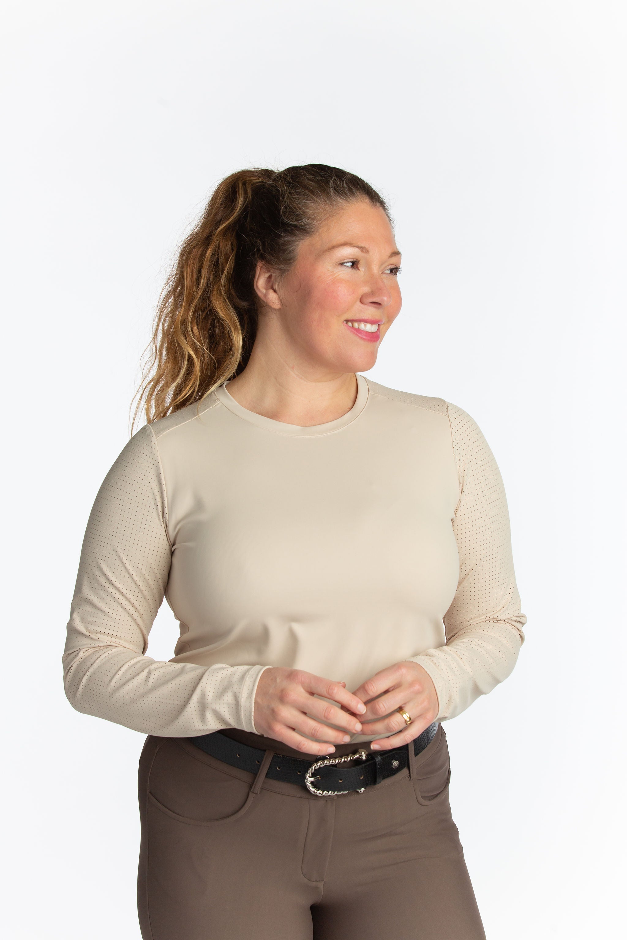 Hannah Childs Harper Perforated Long Sleeve Tech Tee - Hannah Childs Lifestyle - Equiluxe Tack