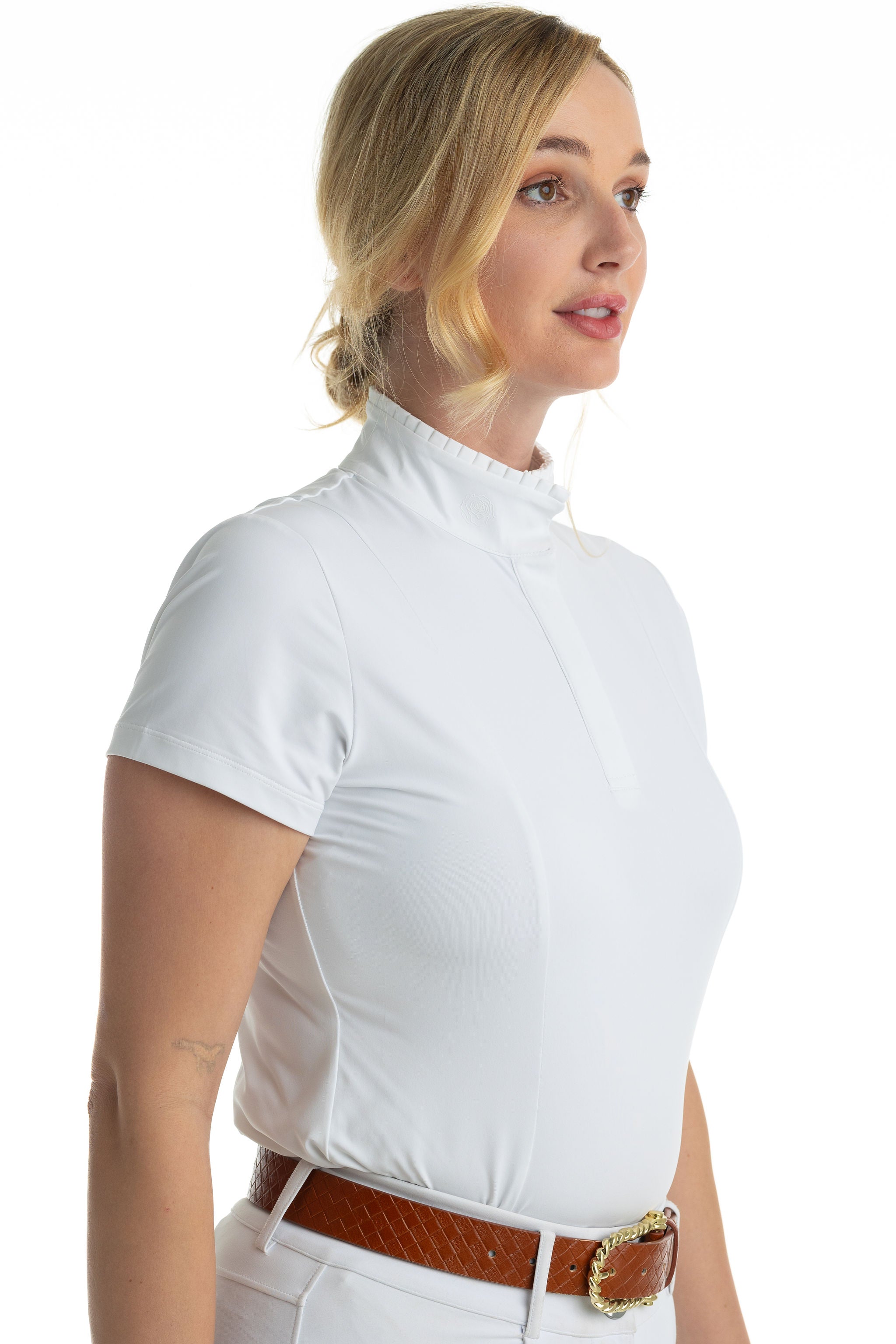 Hannah Childs Rachel Ruffle Short Sleeve Show Shirt - Hannah Childs Lifestyle - Equiluxe Tack