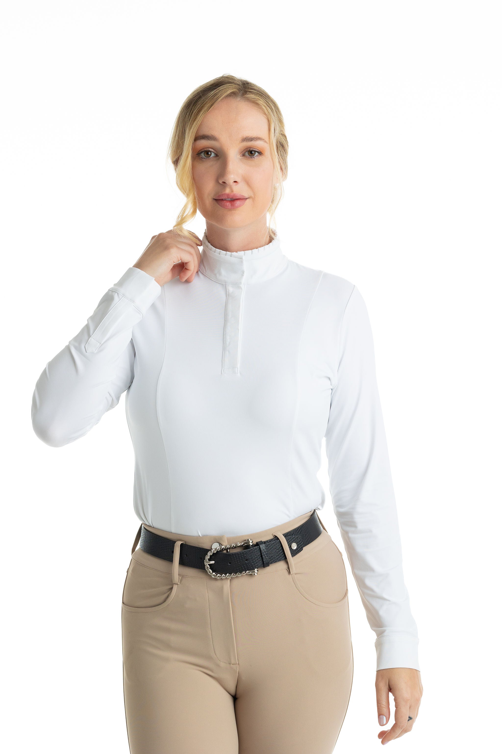 Hannah Childs Shelby Ruffle Long Sleeve Show Shirt - Hannah Childs Lifestyle - Equiluxe Tack