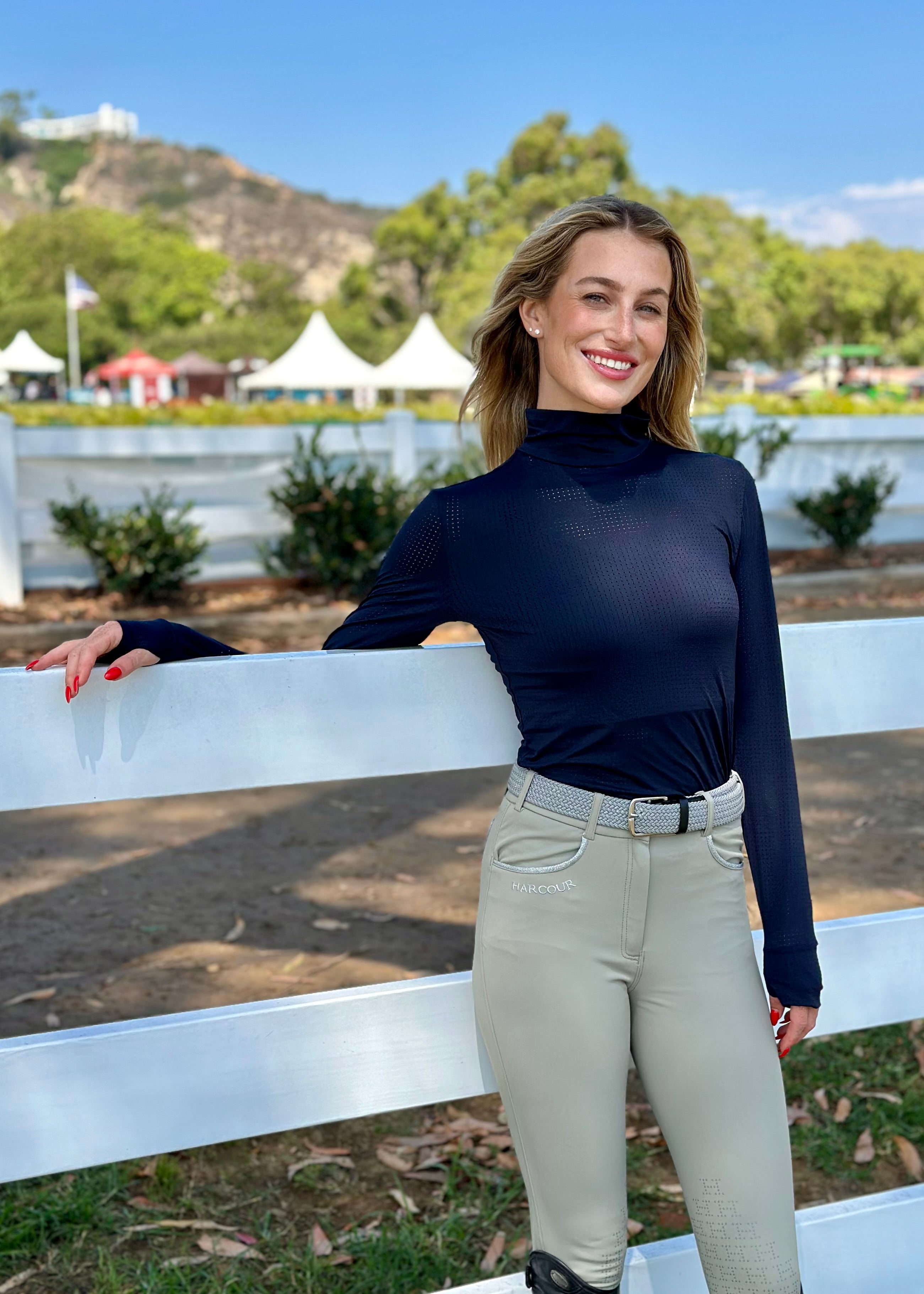 Harcour Venti Womens Mock Neck Perforated Long Sleeve Technical Shirt - Harcour USA - Equiluxe Tack
