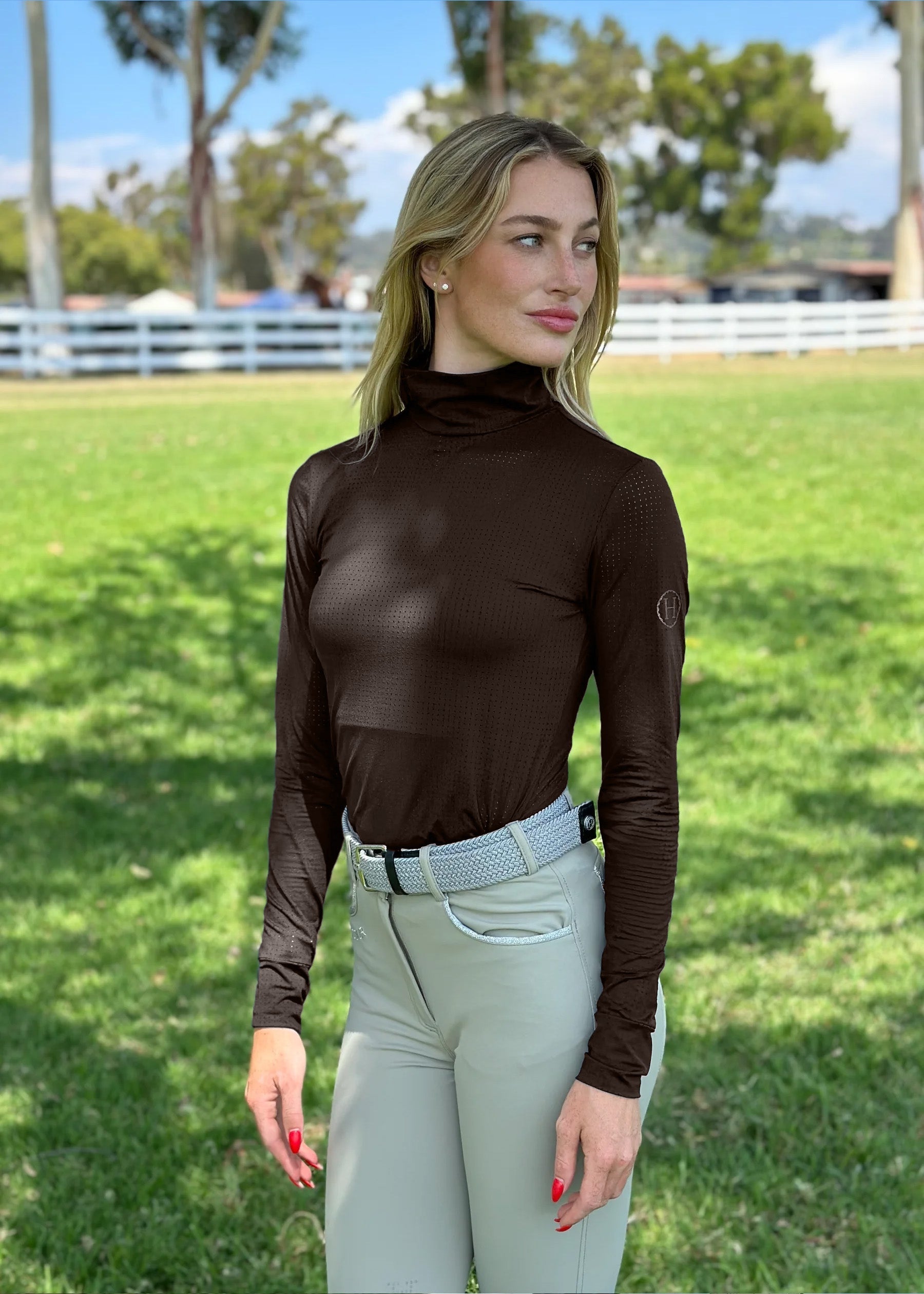 Harcour Venti Womens Mock Neck Perforated Long Sleeve Technical Shirt - Harcour USA - Equiluxe Tack
