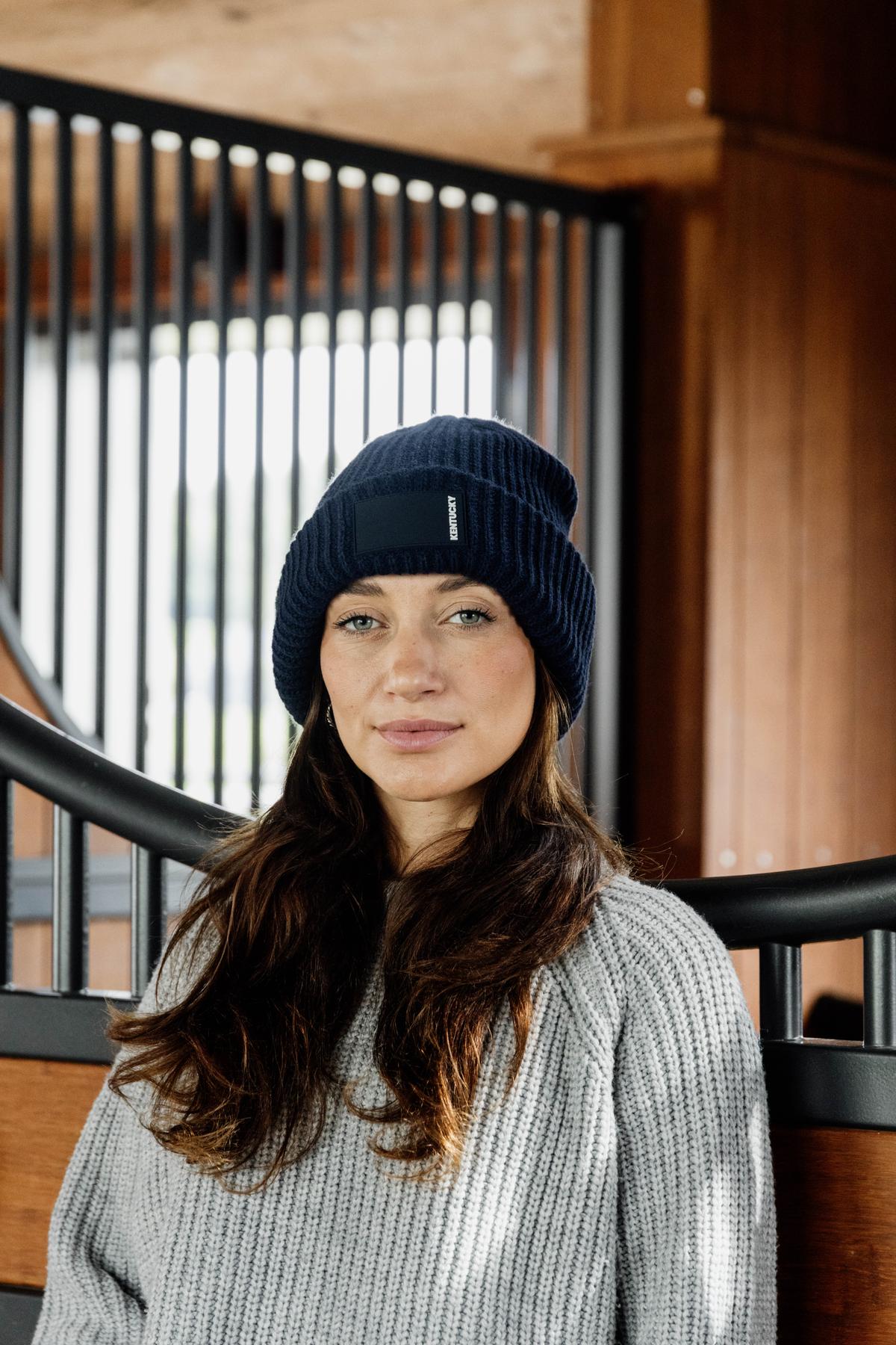 Kentucky Horsewear Beanie Rubber Logo - Navy - Kentucky Horsewear - Equiluxe Tack
