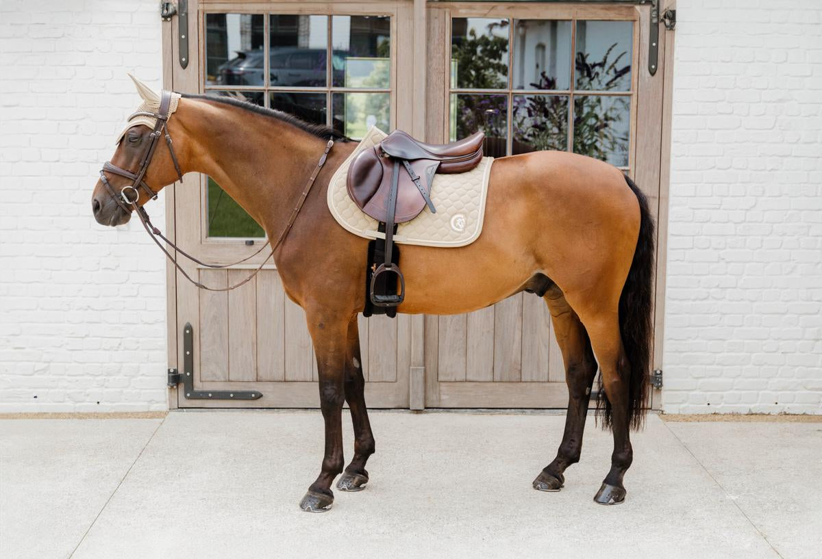 Kentucky Horsewear Saddle Pad 3D Logo Onion Quilt Jumping - Beige - Kentucky Horsewear - Equiluxe Tack