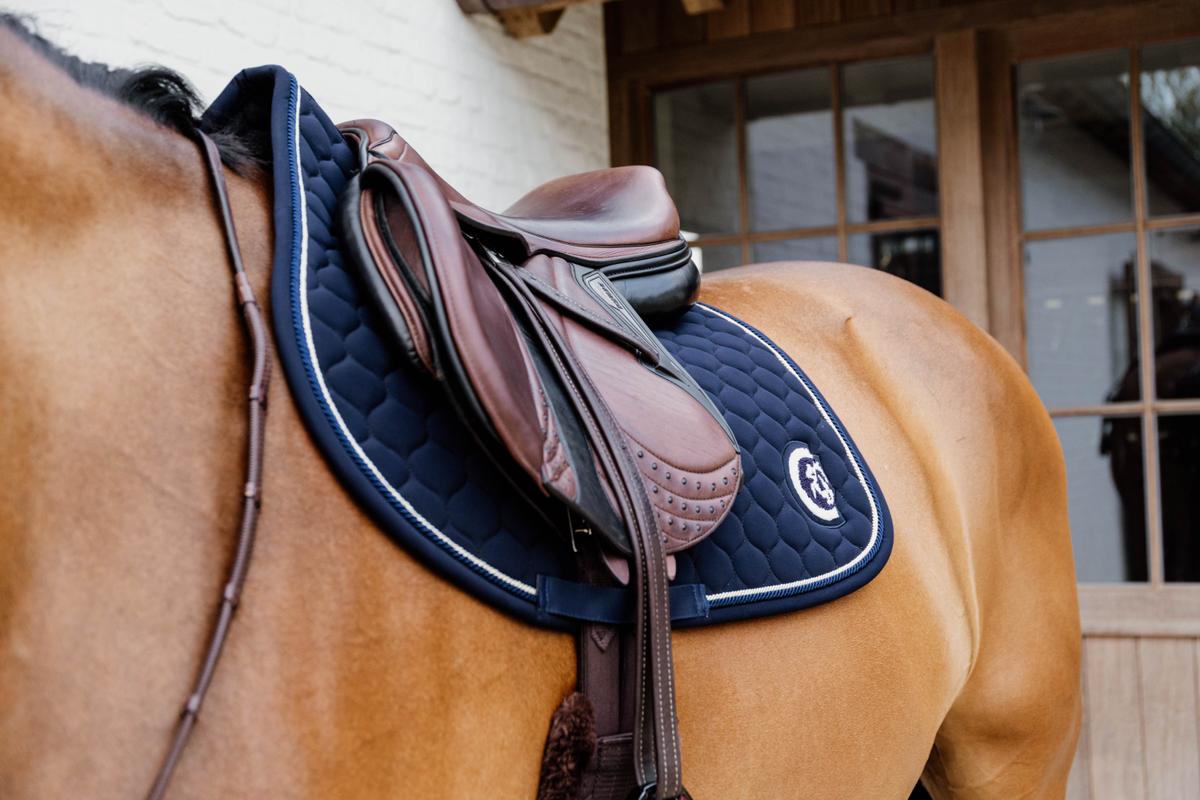 Kentucky Horsewear Saddle Pad 3D Logo Onion Quilt Jumping - Navy - Kentucky Horsewear - Equiluxe Tack