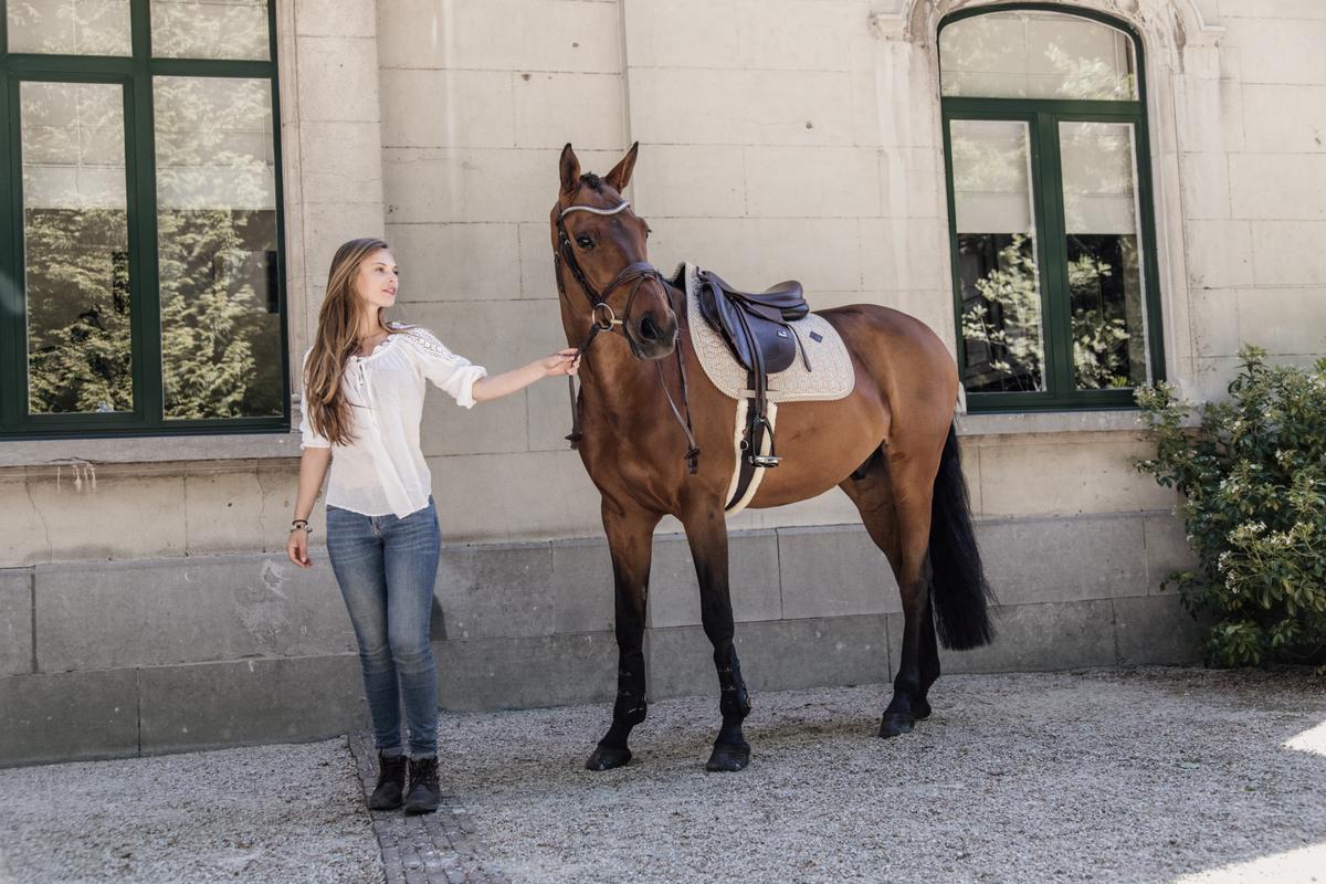 Kentucky Horsewear Saddle Pad Pied De Poule Jumping - Beige - Kentucky Horsewear - Equiluxe Tack