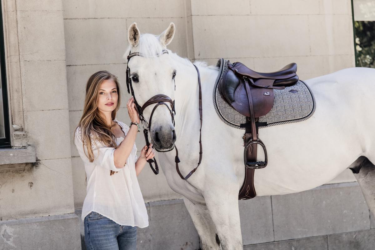 Kentucky Horsewear Saddle Pad Pied De Poule Jumping - Black - Kentucky Horsewear - Equiluxe Tack