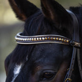 Halter Ego The Catalonia Metallic Bronze Leather Snaffle Bridle with Removable Flash