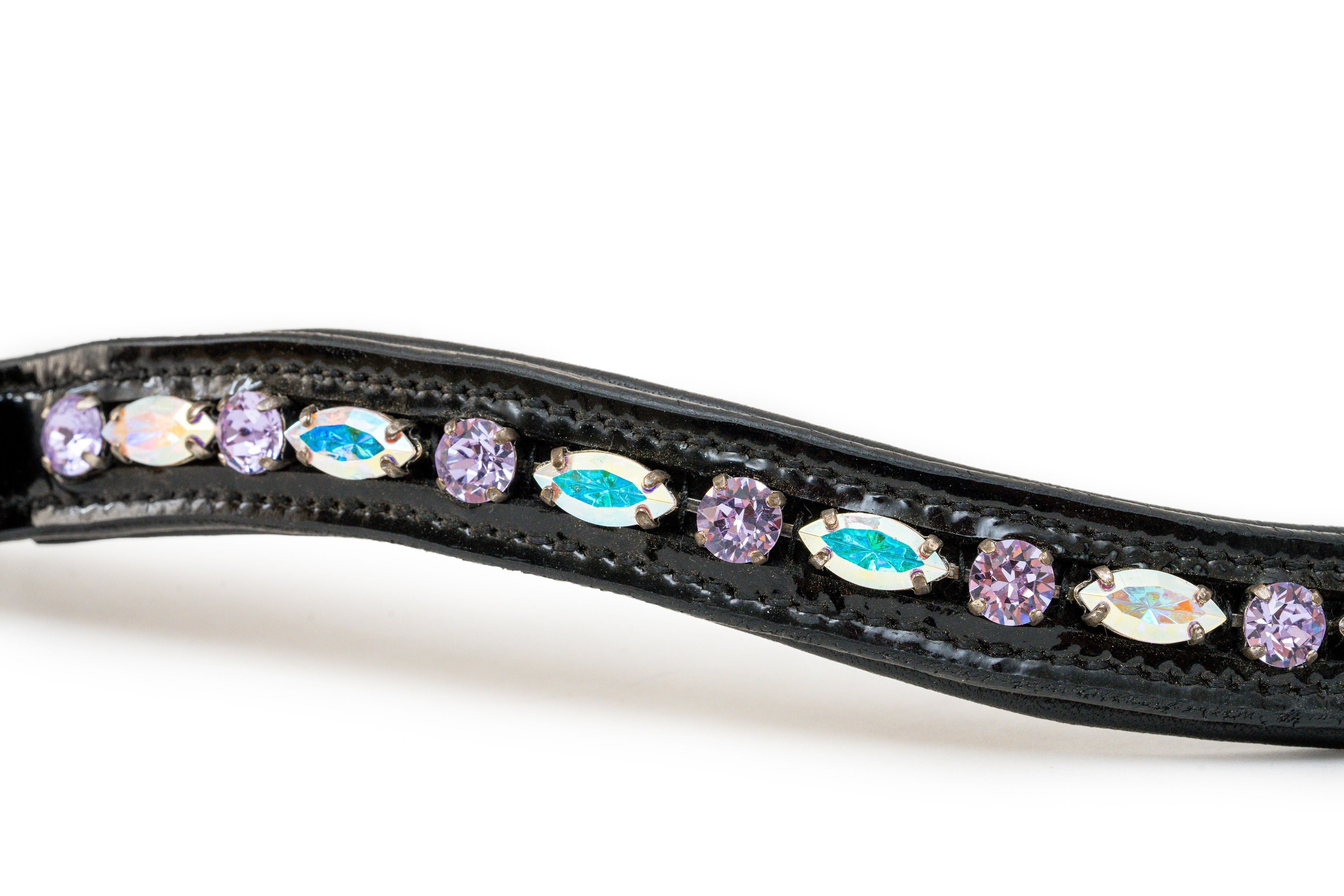 Paris Navette Crystal Patent Midline Browband - AB & Light Amethyst - Halter Ego® - Equiluxe Tack